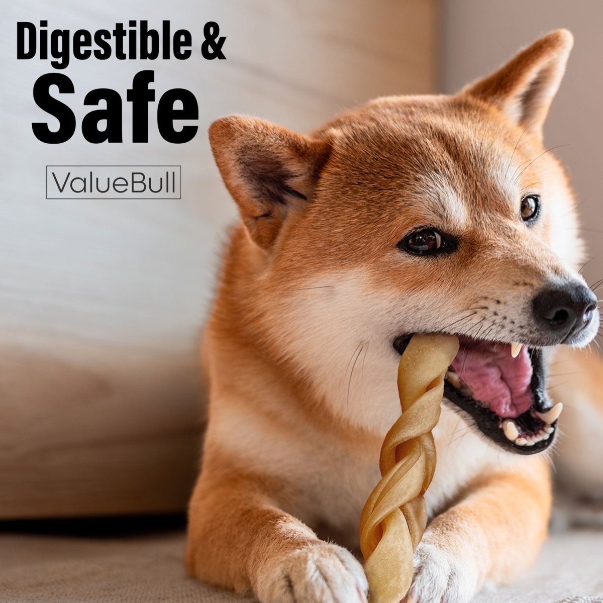 ValueBull Buffalo Collagen Braided Sticks for Small Dogs, 6 Inch Thin Chews, Natural Dog Treats, 100 Count Bulk Pack - ValuePetSupplies