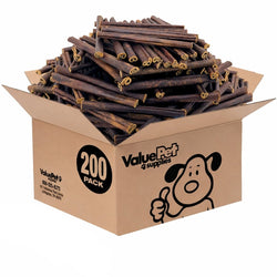 ValueBull Buffalo Collagen Sticks for Small Dogs, 6 Inch Thin Chews, Natural Dog Treats, 200 Count Bulk Pack - ValuePetSupplies