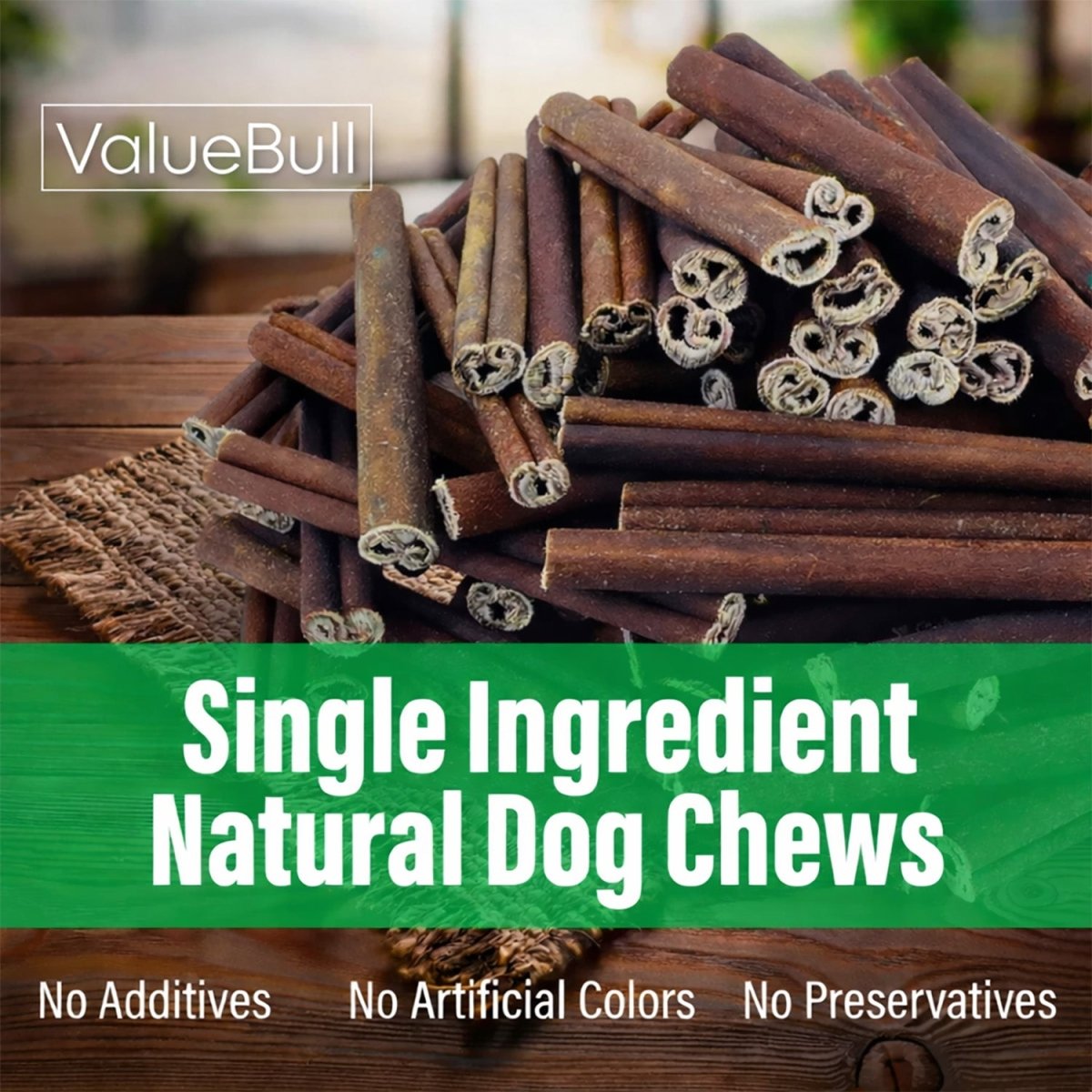 ValueBull Buffalo Collagen Sticks for Dogs, 6 Inch Thin Chews, 50 Count - ValuePetSupplies