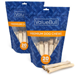 ValueBull USA Retriever Rolls for Small Dogs, Premium Rawhide, Thin 5 - 6 Inch, 25 Count - ValuePetSupplies
