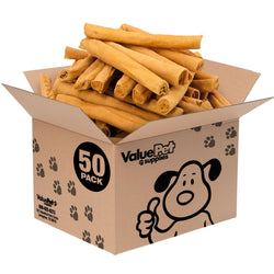 ValueBull USA Retriever Rolls, Premium Thick Cut Rawhide, Thick 9 - 10 Inch, Smoked, 50 Count Bulk Pack - ValuePetSupplies
