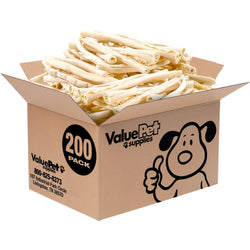 ValueBull USA Retriever Rolls for Small Dogs, Premium Rawhide, Thin 10 Inch, 200 Count BULK PACK - ValuePetSupplies