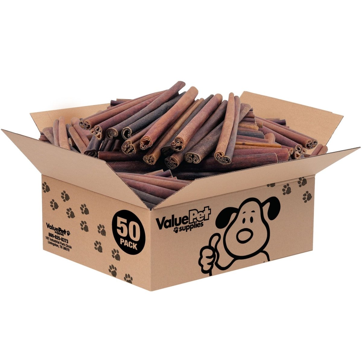 ValueBull Collagen Sticks For Dogs, Bully Sticks & Rawhide Alternative, Jumbo 12 Inch, 50 Count BULK PACK - ValuePetSupplies