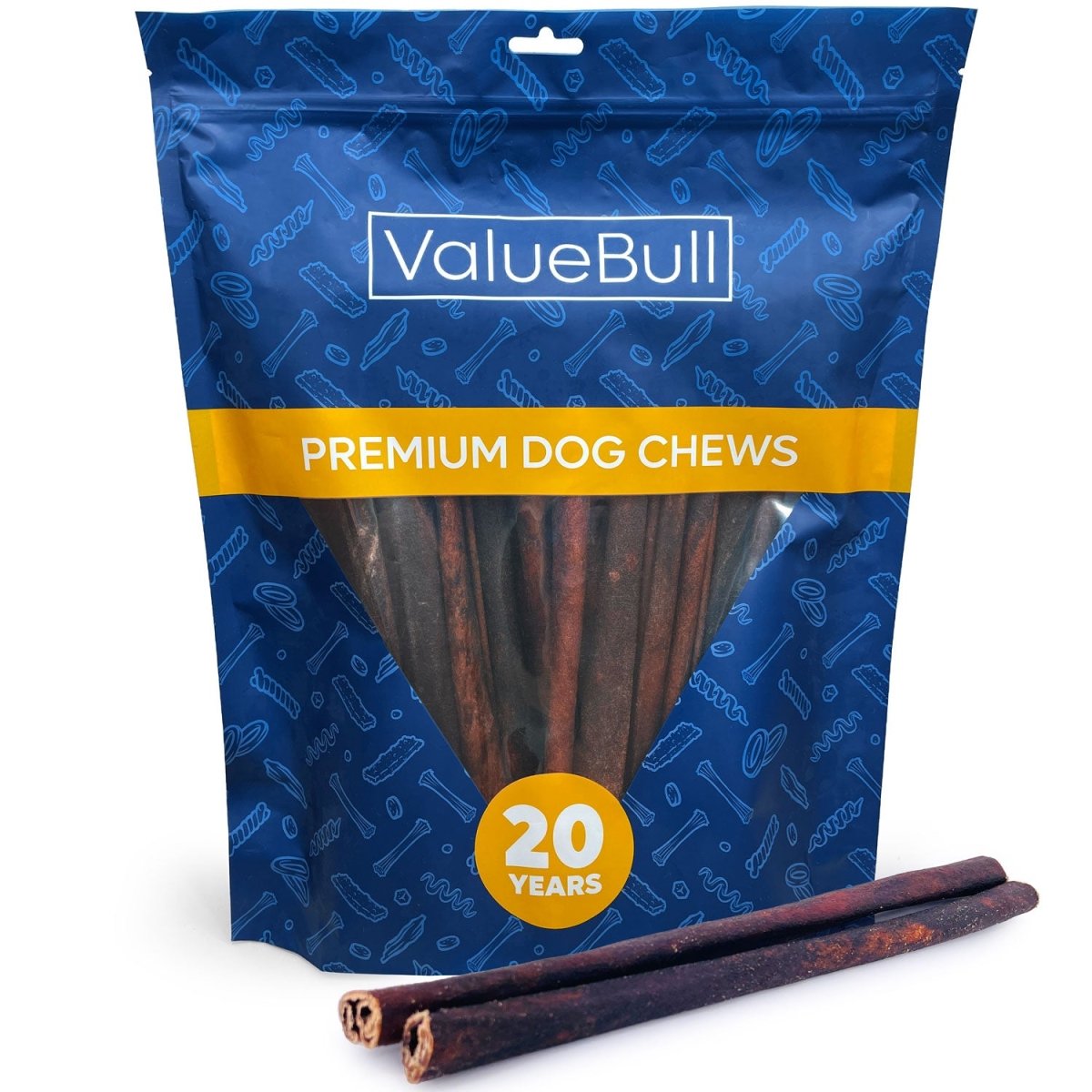 ValueBull Collagen Sticks For Dogs, Bully Sticks & Rawhide Alternative, Medium 12 Inch, 25 Count - ValuePetSupplies