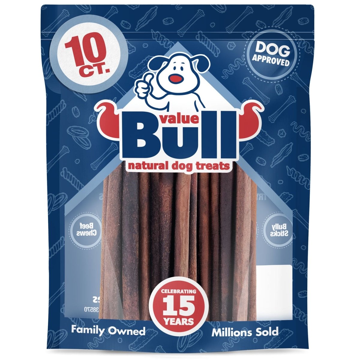 ValueBull Collagen Sticks For Small Dogs, Bully Sticks & Rawhide Alternative, Thin 12 Inch, 10 Count - ValuePetSupplies