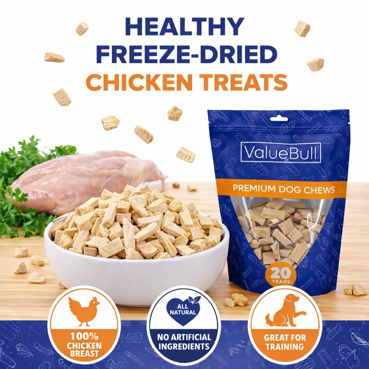 ValueBull USA Freeze Dried Chicken Breast for Dogs & Cats, 2 Pound - ValuePetSupplies