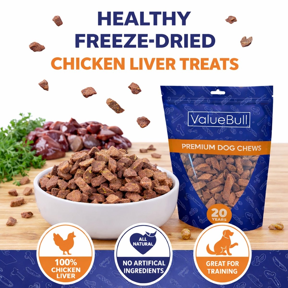 ValueBull USA Freeze Dried Chicken Liver, 1 Pound - 1