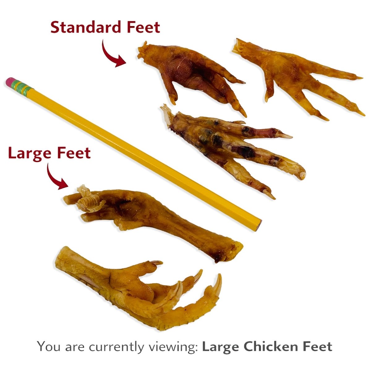 ValueBull Chicken Feet for Dogs, Large, 100 Count Bulk Pack - Large - 100 Feet
