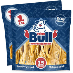 ValueBull Cheek Slices, Premium Lamb Dog Chews, Varied Shapes, 5 - 6 Inch, 2 Pounds - ValuePetSupplies