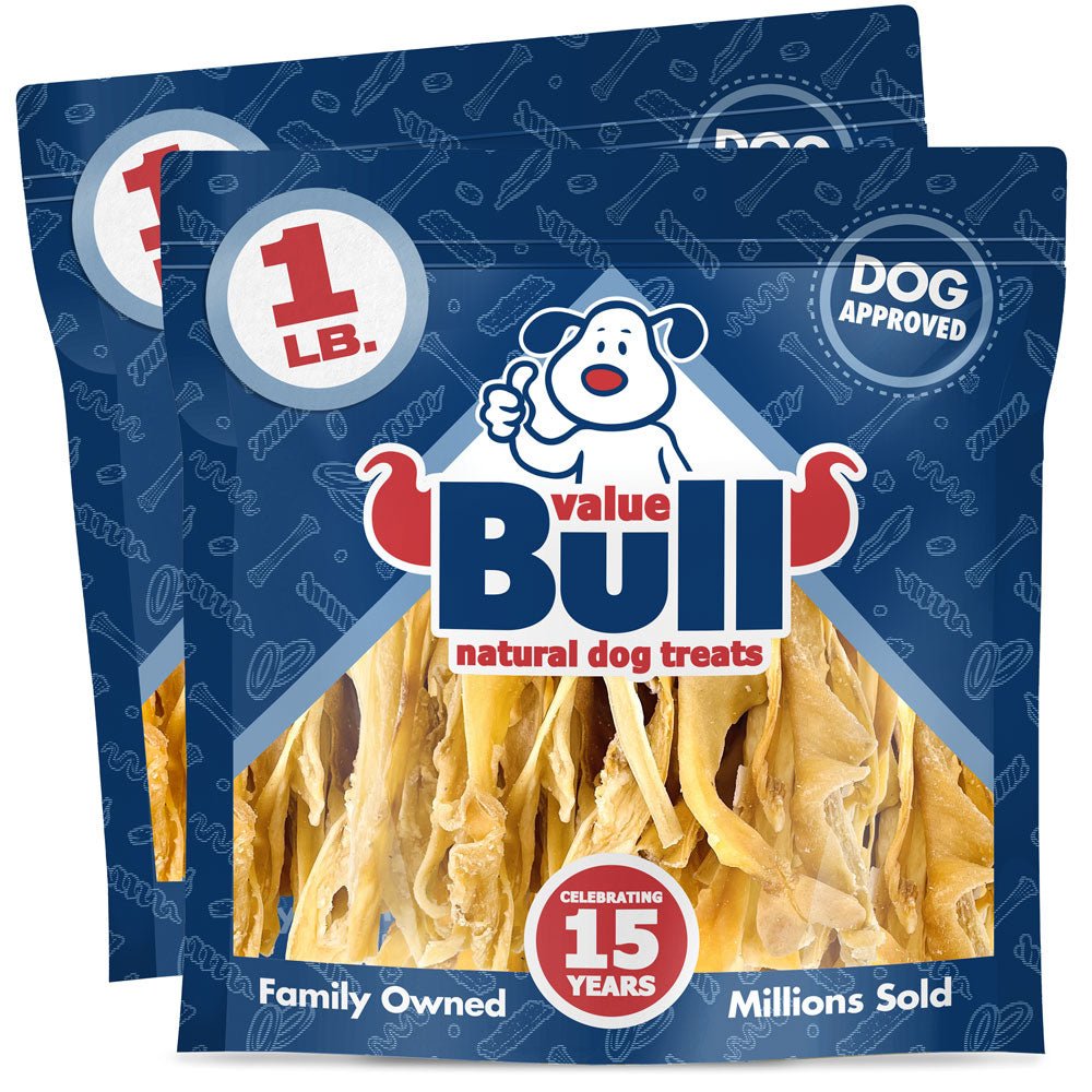 ValueBull Cheek Slices, Premium Lamb Dog Chews, Varied Shapes, 5 - 6 Inch, 2 Pounds - ValuePetSupplies