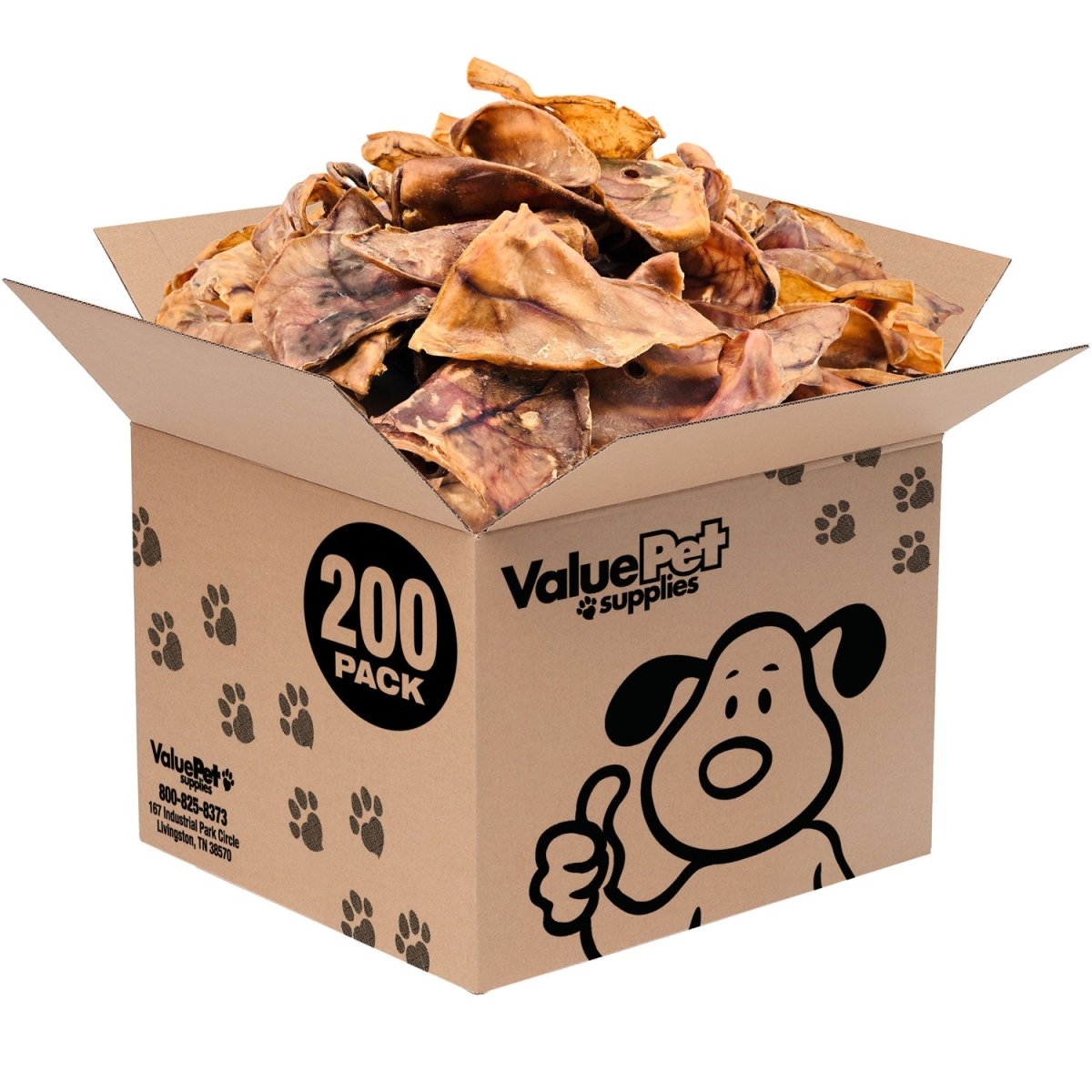 ValueBull Whole Pig Ears for Dogs, 100% Pork Chews, 200 Count BULK PACK - ValuePetSupplies