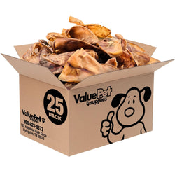 ValueBull Whole Pig Ears for Dogs, 100% Pork Chews, 25 Count BULK PACK - ValuePetSupplies