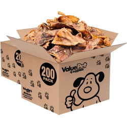 ValueBull Whole Pig Ears for Dogs, 100% Pork Chews, 400 Count Wholesale Pack - ValuePetSupplies