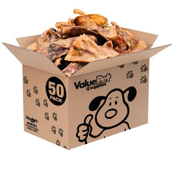 ValueBull Whole Pig Ears for Dogs, 100% Pork Chews, 50 Count BULK PACK - ValuePetSupplies