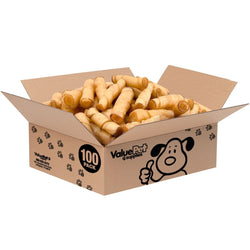 ValueBull USA Pig Skin Twist Rolls, 4 - 5 Inch, Smoked, 100 Count - ValuePetSupplies
