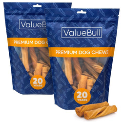 ValueBull USA Pig Skin Twist Rolls, 4 - 5 Inch, Smoked, 50 Count - ValuePetSupplies