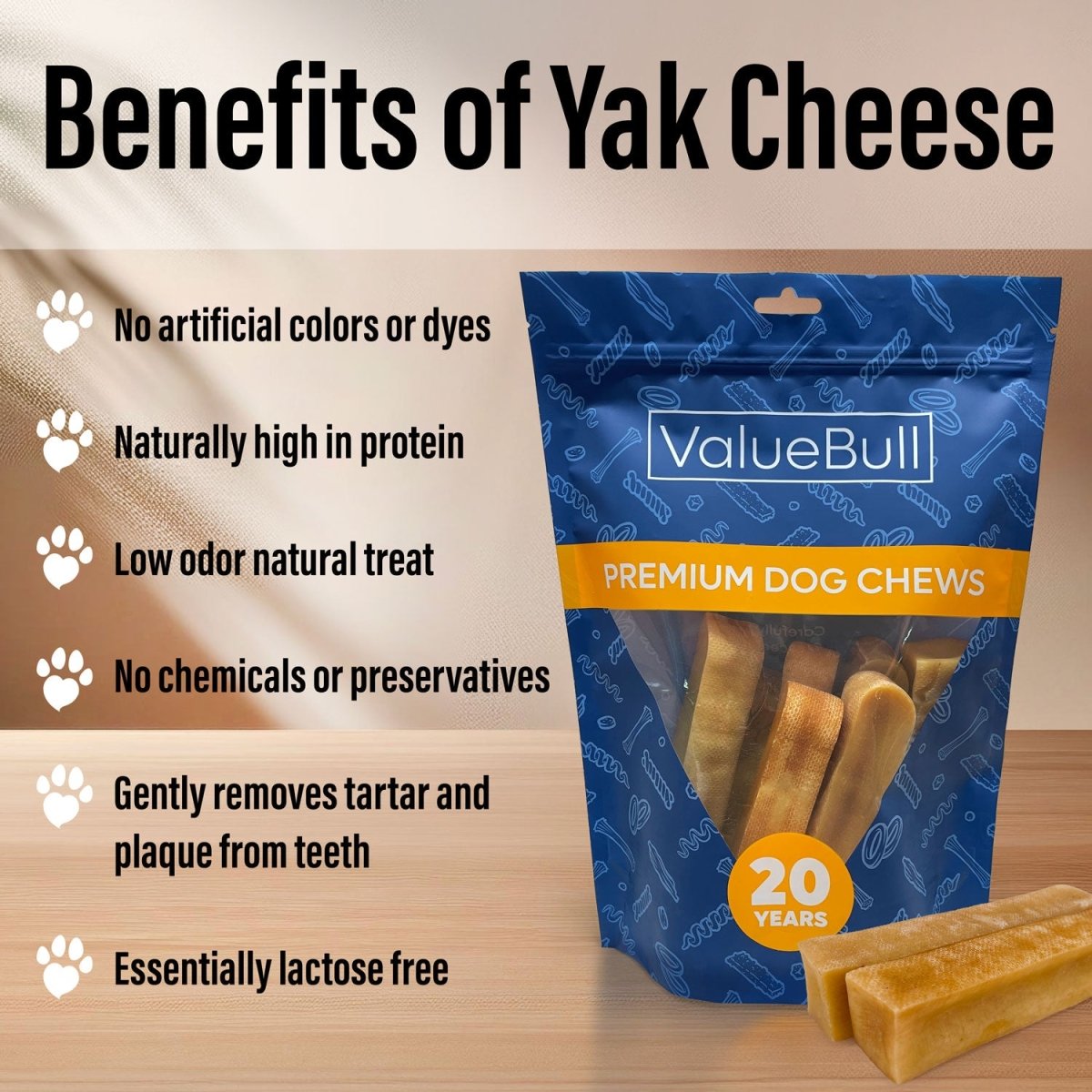 ValueBull Himalayan Yak Cheese Dog Chews, Medium, 10 lb Bulk Pack - Medium - 10 LB