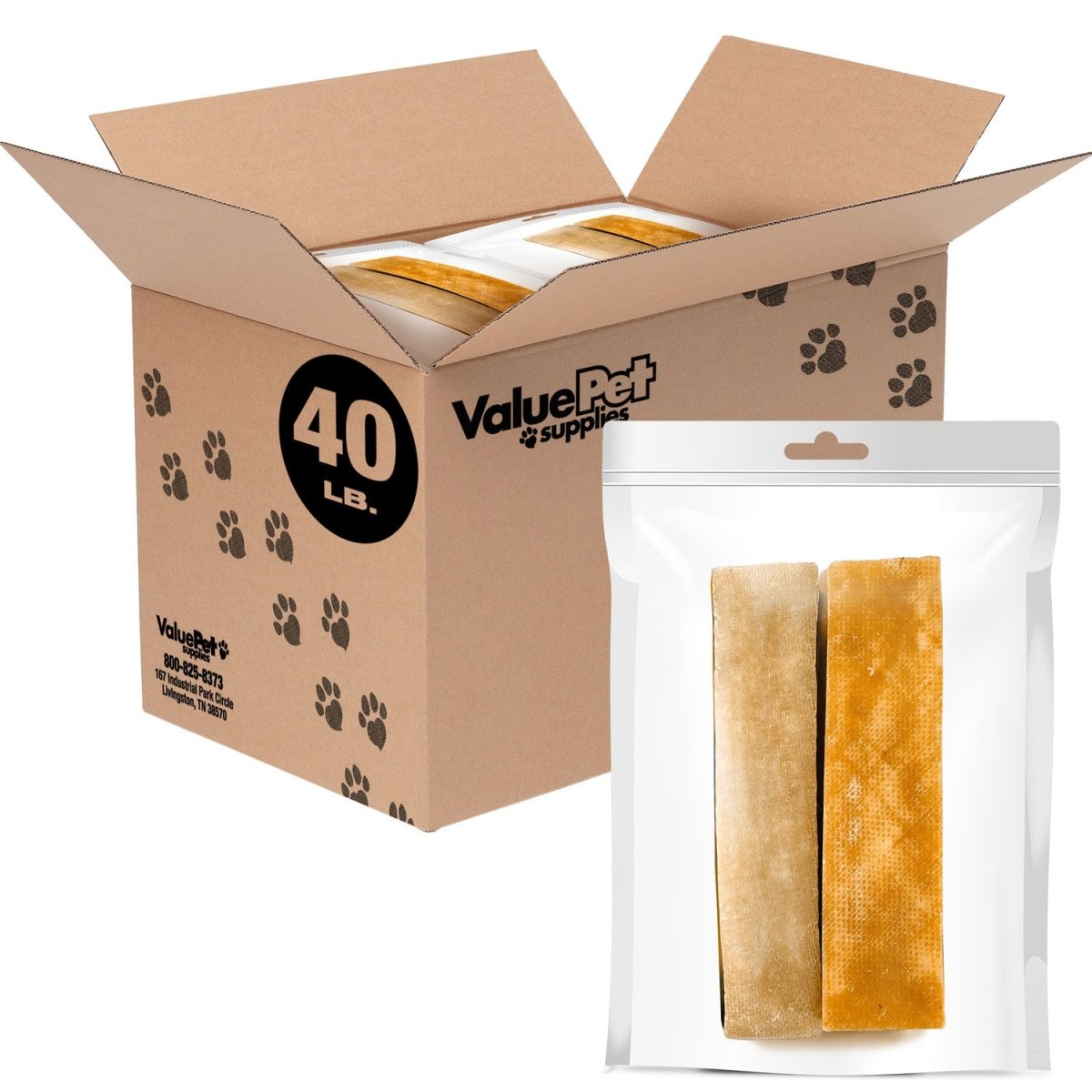 ValueBull Himalayan Yak Cheese Dog Chews, Extra Large, 40 Pound RESALE PACKS (2 bars per bag) - ValuePetSupplies