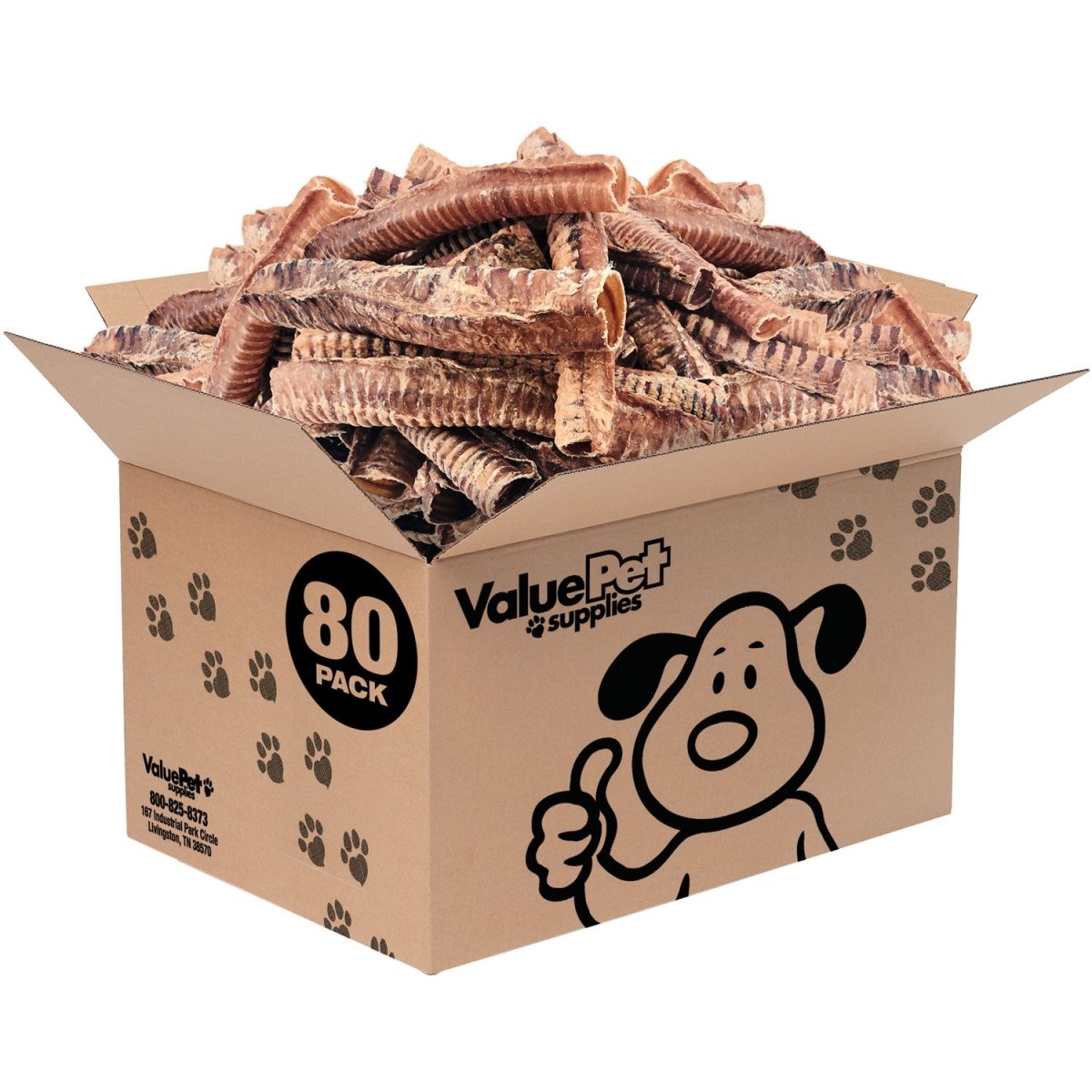 ValueBull Beef Trachea Tubes, Premium 10 - 12 Inch, 80 Count Bulk Pack - ValuePetSupplies