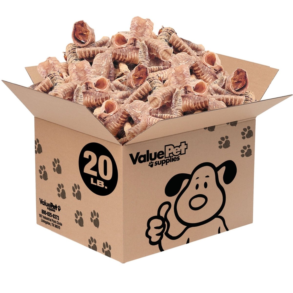 ValueBull Beef Trachea, Premium 5 - 6 Inch, 20 Pound Bulk Pack - ValuePetSupplies