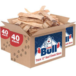 ValueBull Beef Cheek Slices, Long Lasting Dog Chews, Thick 9 - 10 Inch, 120 Count Bulk Pack - ValuePetSupplies