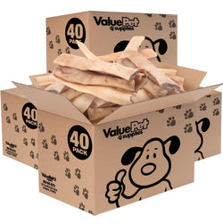 ValueBull Beef Cheek Slices, Long Lasting Dog Chews, Thick 9 - 10 Inch, 160 Count BULK PACK - ValuePetSupplies