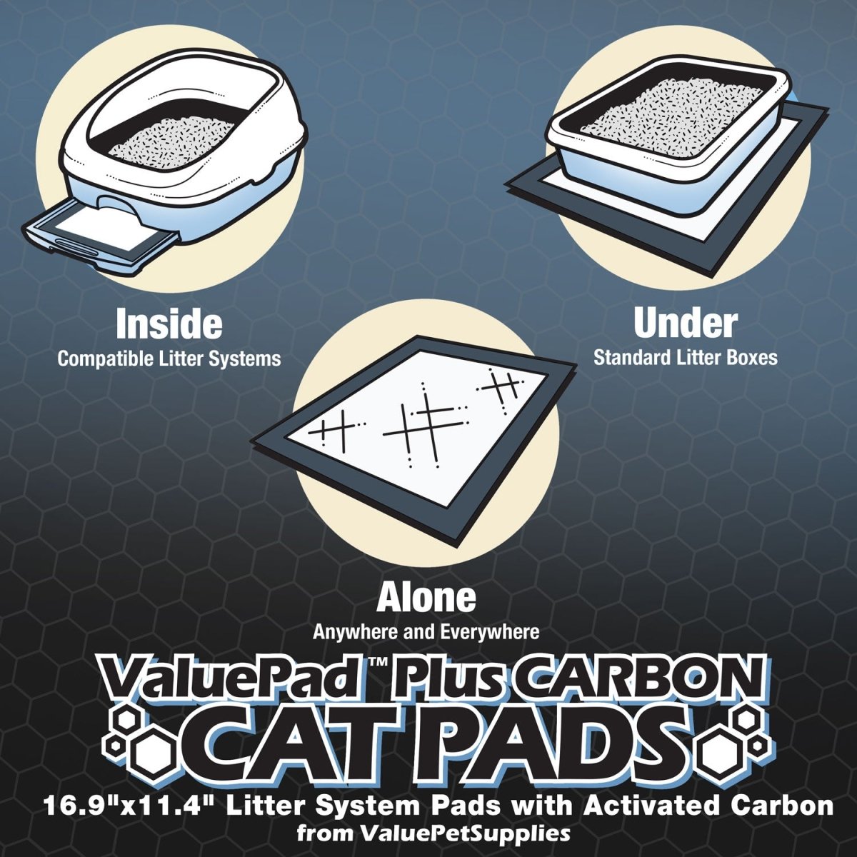ValuePad Plus Cat Litter Pads, 16.9x11.4 Inch, Carbon, 100 Count - Breeze Compatible Refills - ValuePetSupplies
