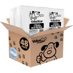 ValueWrap Male Wraps, Disposable Dog Diapers, 1 - Tab Medium, 48 Count - ValuePetSupplies