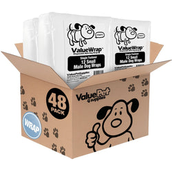 ValueWrap Male Wraps, Disposable Dog Diapers, 1 - Tab Small, 48 Count - ValuePetSupplies