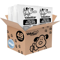 ValueWrap Male Wraps, Disposable Dog Diapers, 1 - Tab X - Small, 48 Count - ValuePetSupplies
