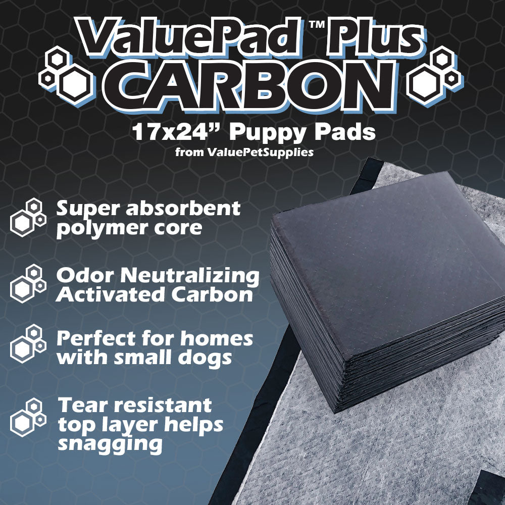 ValuePad Plus Carbon Puppy Pads, Small 17x24 Inch, 1,200 Count WHOLESALE PACK