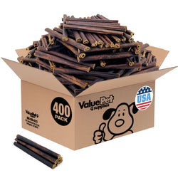 ValueBull USA Collagen Sticks for Small Dogs, 6 Inch Thin Chews, Natural Dog Treats, 400 Count Wholesale Pack - Thin - 400 Sticks