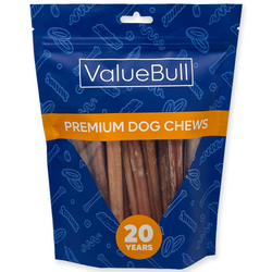 ValueBull Odor Free Bully Sticks for Small Dogs, Thin 6 Inch, 25 Count - 25