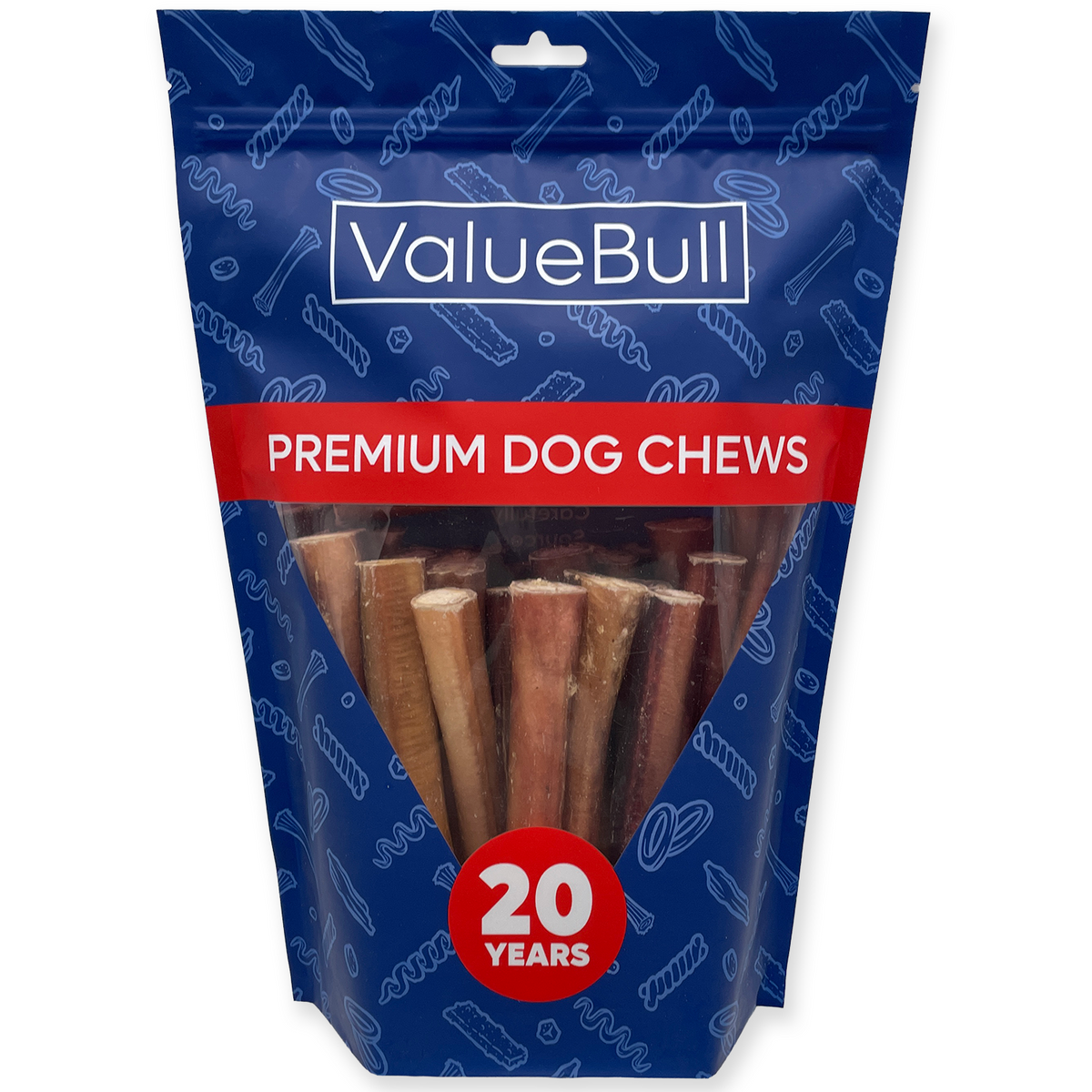 ValueBull Odor Free Bully Sticks for Large Dogs, Jumbo 6 Inch, 25 Count - 25