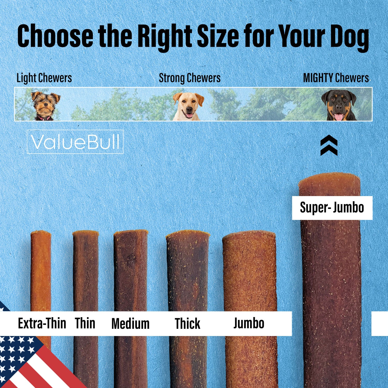 ValueBull USA Collagen Sticks for Dogs, 6 Inch Super Jumbo Chews, Natural Long-Lasting Dog Treats, 50 Count - X-Jumbo - 50 Sticks