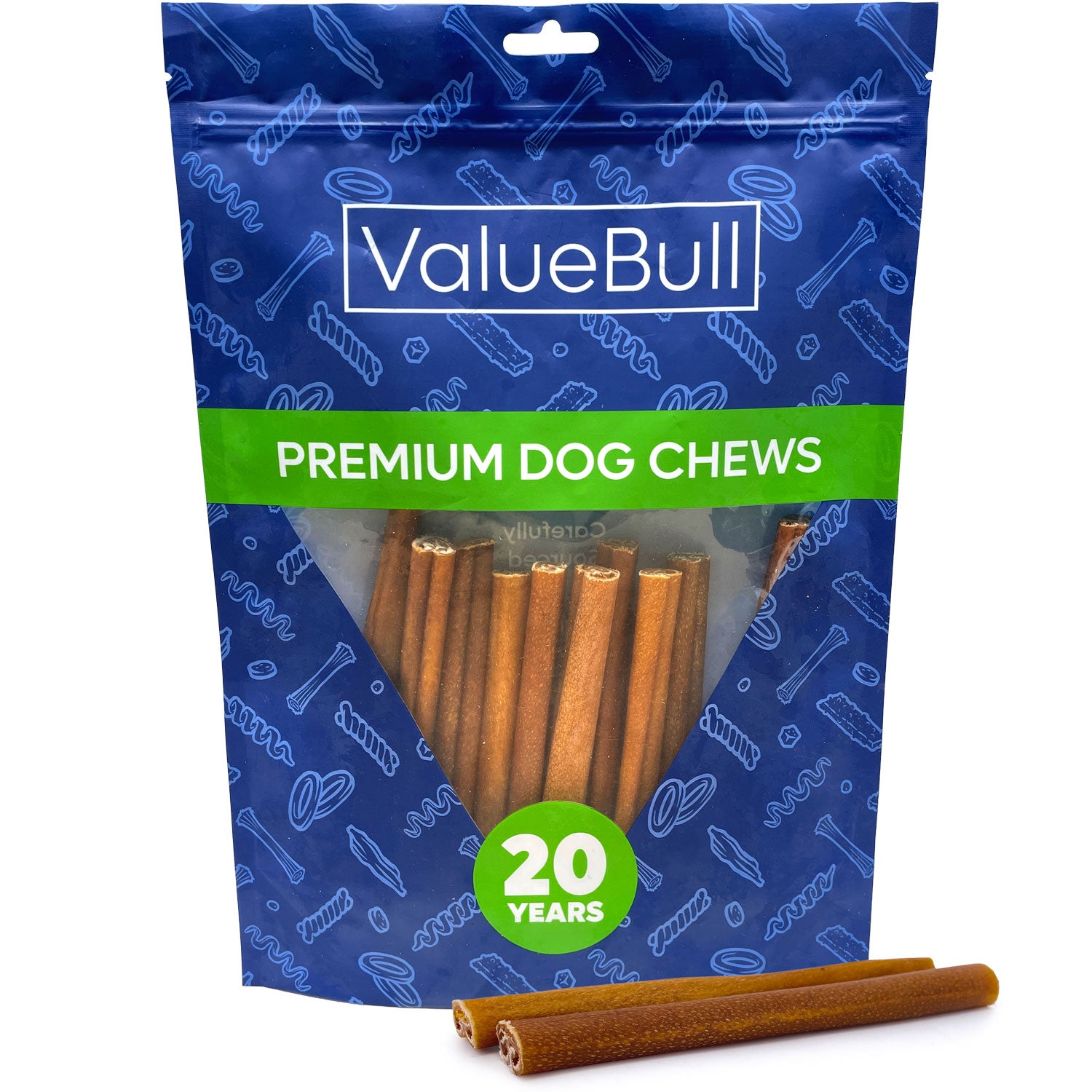 ValueBull Buffalo Collagen Sticks for Small Dogs, 6 Inch Thin Chews, Natural Dog Treats, 10 Count - Thin - 10 Sticks