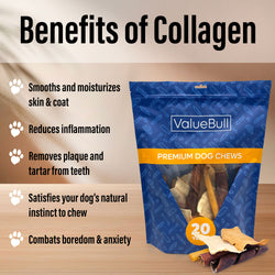 ValueBull USA Collagen Dog Chews, Fun Shapes Variety Mix, Natural Long-Lasting Dog Treats, 10 Pound Bulk Pack - Varied - 10 Pound