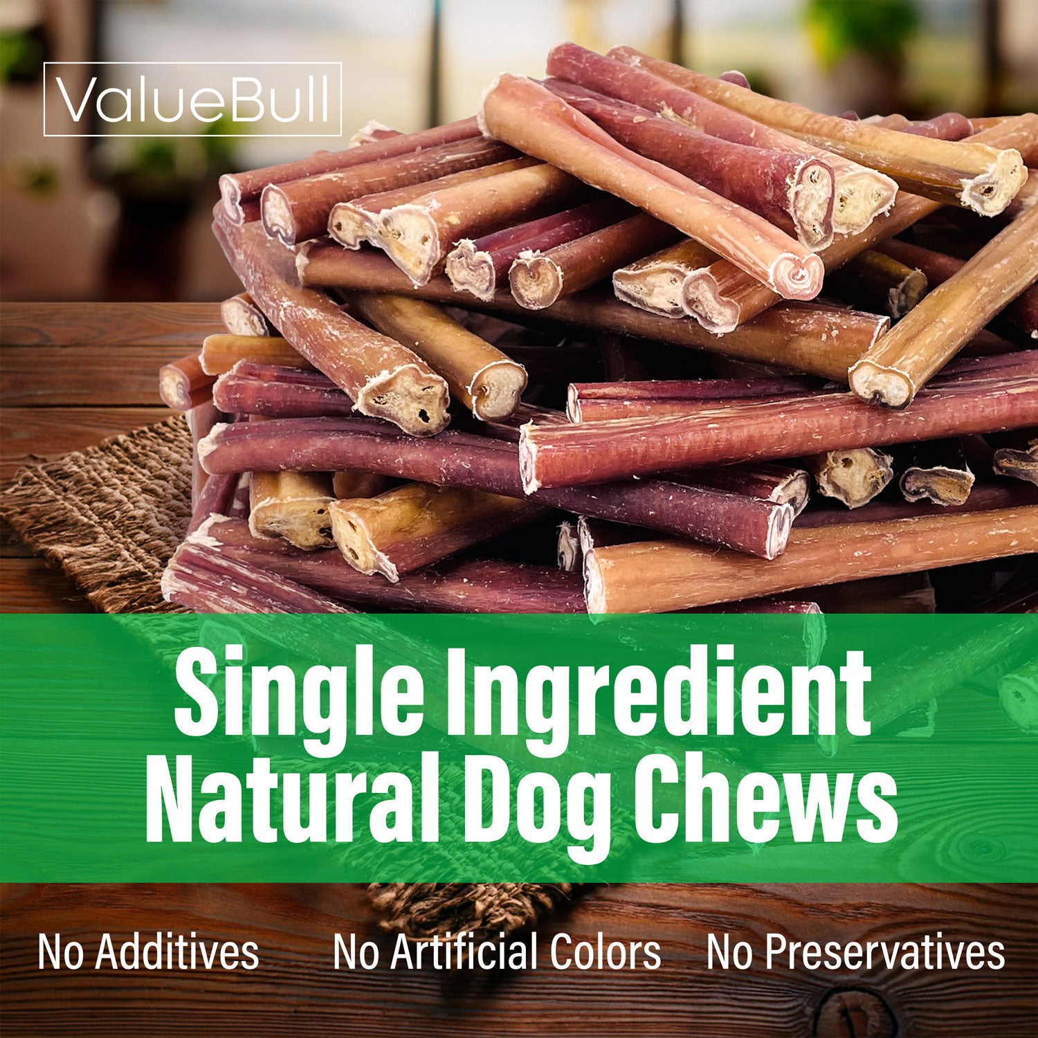 ValueBull Bully Sticks for Large Dogs, Jumbo 6 Inch, 100 Count Bulk Pack - Jumbo - 100 Sticks