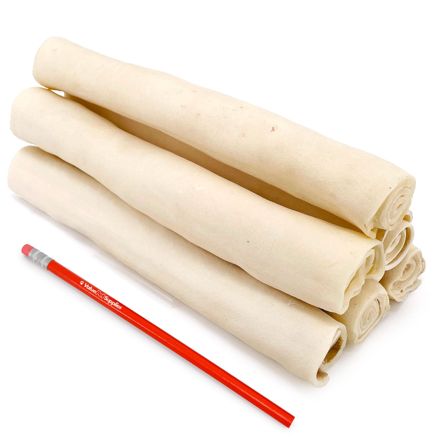 ValueBull USA Retriever Rolls, Premium Rawhide, Thick 10 Inch, 25 Count Bulk Pack - Natural - 25 Rolls