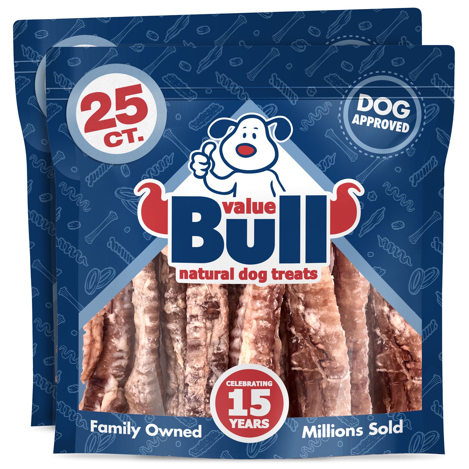 ValueBull USA Lamb Trachea Dog Chews, 4-7 Inch, 50 Count