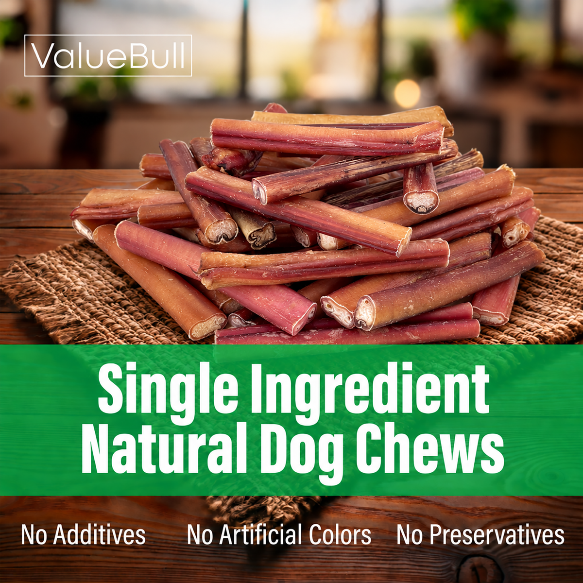 ValueBull Odor Free Bully Sticks for Large Dogs, Thick 6 Inch, 25 Count