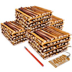 ValueBull USA Bully Sticks for Small Dogs, Thin 6 Inch, 400 Count Wholesale Pack