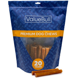 ValueBull Buffalo Collagen Sticks for Dogs, 6 Inch Thick Chews, Natural Long-Lasting Dog Treats, 25 Count - Thick - 25 Sticks