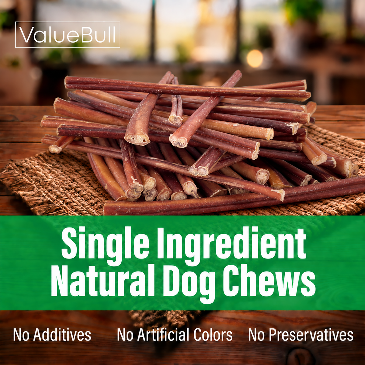 ValueBull Odor Free Bully Sticks for Small Dogs, Medium 12 Inch, 10 Count