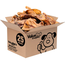ValueBull Whole Pig Ears for Dogs, 100% Pork Chews, 25 Count Bulk Pack - Pork - 25 Ears
