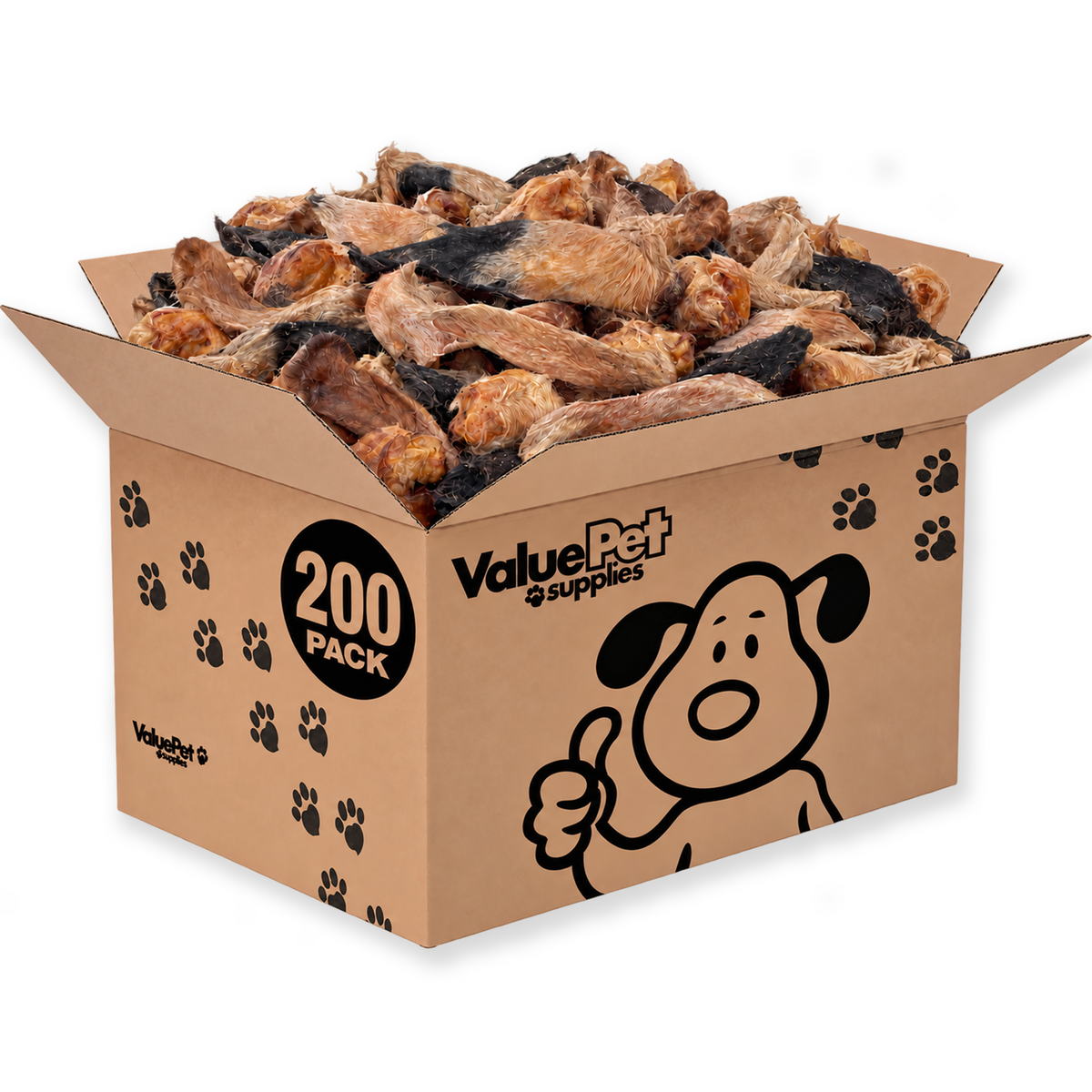 ValueBull Hairy Lamb Ears for Dogs, 200 Count Wholesale Pack