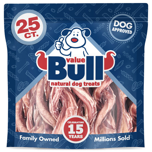 ValueBull USA Beef Bully Pizzle Twists Dog Treats, 5-6 Inch, 25 Count