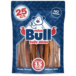ValueBull Bully Sticks for Small Dogs, Extra Thin 4-6", Varied Shapes, 25 ct