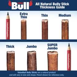 ValueBull Bully Sticks, Low Odor Premium Dog Chews, Thick 6", 100 ct BULK PACK
