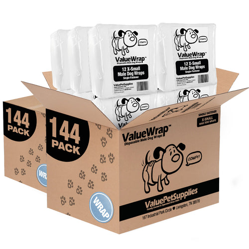 NEW- ValueWrap Male Wraps, Disposable Dog Diapers, 1-Tab X-Small, Lavender, 288 Count BULK PACK